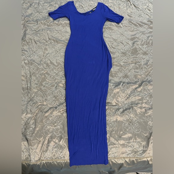 Long Blue Maxi Dress with Long Slit - Picture 1 of 7